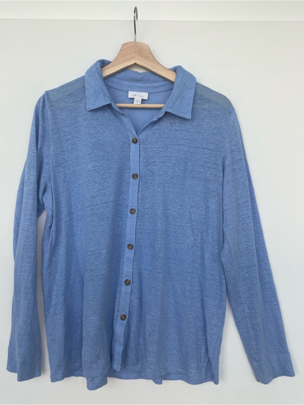J. Jill Light Linen Blue Button-Down Shirt